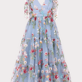 Margaret Floral Midi Dress Blue