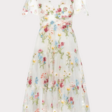 Margaret Floral Midi Dress White