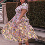 Rose Dress Midi - Lavender