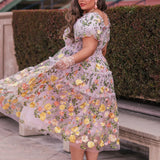 Rose Dress Midi - Lavender