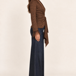 Juliette Chocolate Jacquard Wrap Jacket — side view