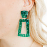 Kennedy Statement Earrings - Forest Green