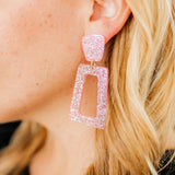 Kennedy Statement Earrings - Pink Glitter