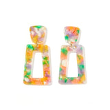 Kennedy Statement Earrings - Pink-Green Confetti