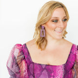 Kennedy Statement Earrings - Purple Glitter