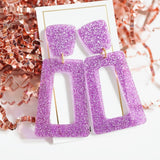 Kennedy Statement Earrings - Purple Glitter