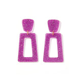 Kennedy Statement Earrings - Purple Glitter