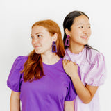 Kennedy Statement Earrings - Purple Glitter