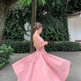 CAUGHT IN THE RAIN PINK WOVEN MIDI DRESS
