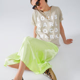 Lime Maxi Silk Skirt With Side Slit