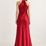 Lucienne Ruby Rosette Halter Maxi Dress back view