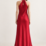 Lucienne Ruby Rosette Halter Maxi Dress back view