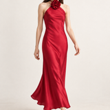 Lucienne Ruby Rosette Halter Maxi Dress movement view