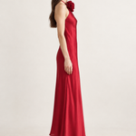 Lucienne Ruby Rosette Halter Maxi Dress side view