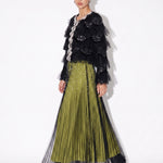 Lumière Embellished Ruffle Jacket — black angle view
