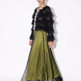 Lumière Embellished Ruffle Jacket — black angle view