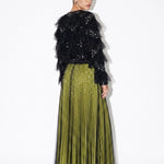 Lumière Embellished Ruffle Jacket — black back view