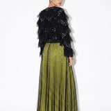 Lumière Embellished Ruffle Jacket — black back view