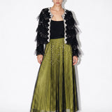 Lumière Embellished Ruffle Jacket — black front view