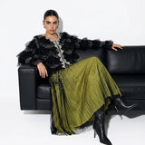 Lumière Embellished Ruffle Jacket — black seated view