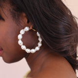 Macy Pearl Hoop Earrings