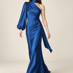 Maëlle Sapphire Satin Scarf Maxi Dress movement view