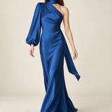 Maëlle Sapphire Satin Scarf Maxi Dress movement view