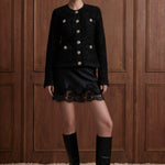 Maison Héritage bouclé cardigan jacket with gold-tone buttons, Black front view