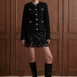 Maison Héritage bouclé cardigan jacket with gold-tone buttons, Black front view