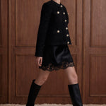 Maison Héritage bouclé cardigan jacket with gold-tone buttons, Black side view