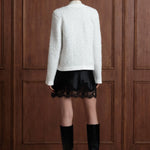 Maison Héritage bouclé cardigan jacket with gold-tone buttons, White back view