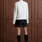 Maison Héritage bouclé cardigan jacket with gold-tone buttons, White back view