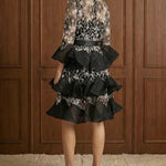 Noir Romance guipure lace midi dress back view