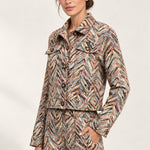 Héloïse Jacquard Jacket in Multico Chevron, three-quarter view showing the collar and button cuff