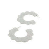 Margo Scallop Hoop Earrings - Silver Glitter