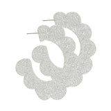 Margo Scallop Hoop Earrings - Silver Glitter