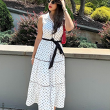 OUT OF REACH WOVEN MIDI DRESS