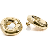 Mary Abstract Melted Circle Earrings Gold