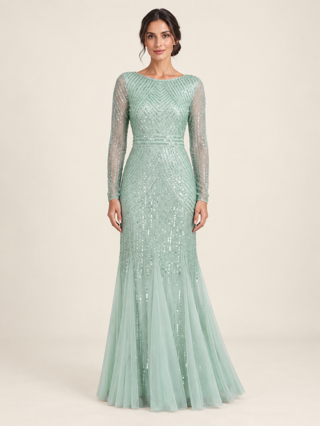 Mint Étoile Embellished Maxi Dress — front view