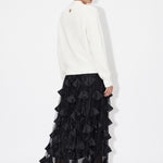 Minuit Petal Sequin Maxi Skirt in Black — back view