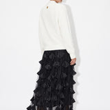 Minuit Petal Sequin Maxi Skirt in Black — back view