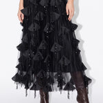 Minuit Petal Sequin Maxi Skirt in Black — detail view