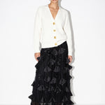 Minuit Petal Sequin Maxi Skirt in Black — front view