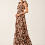 Mocha Fleur Ruffle Maxi Dress — side