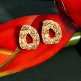 Nathalia Sculpted Hammered Drop Earrings Gold