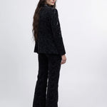 Noir Atelier Velvet Lace Suit Set in Black — back view