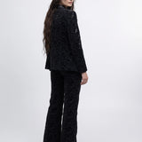 Noir Atelier Velvet Lace Suit Set in Black — back view