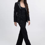 Noir Atelier Velvet Lace Suit Set in Black — movement view