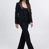 Noir Atelier Velvet Lace Suit Set in Black — movement view