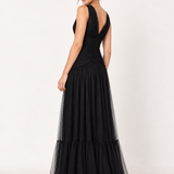 Noir Seraphine Drop-Waist Tulle Maxi Dress — back view